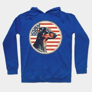 Dobermann on a vintage distressed American flag Hoodie